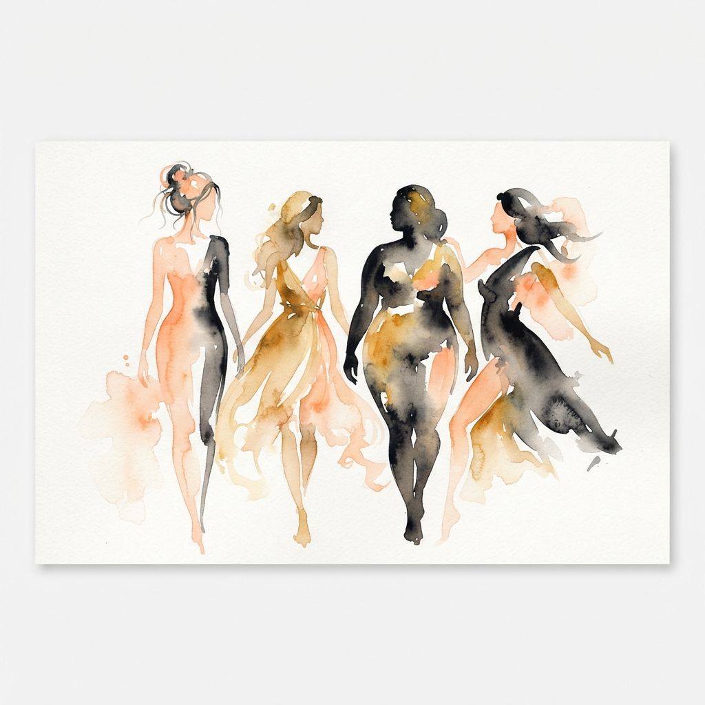 Four women standing together in varied tones